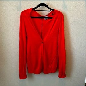 Size small cabi red, back zip medium length cardigan